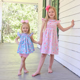 Evergrace Floral Blue Smocked Angel Sleeve Bloomer Set