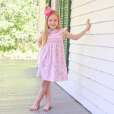 Evergrace Floral Pink Smocked Collared Dress