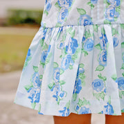 Happy Spring Blue Floral Ruffle Collared Dress