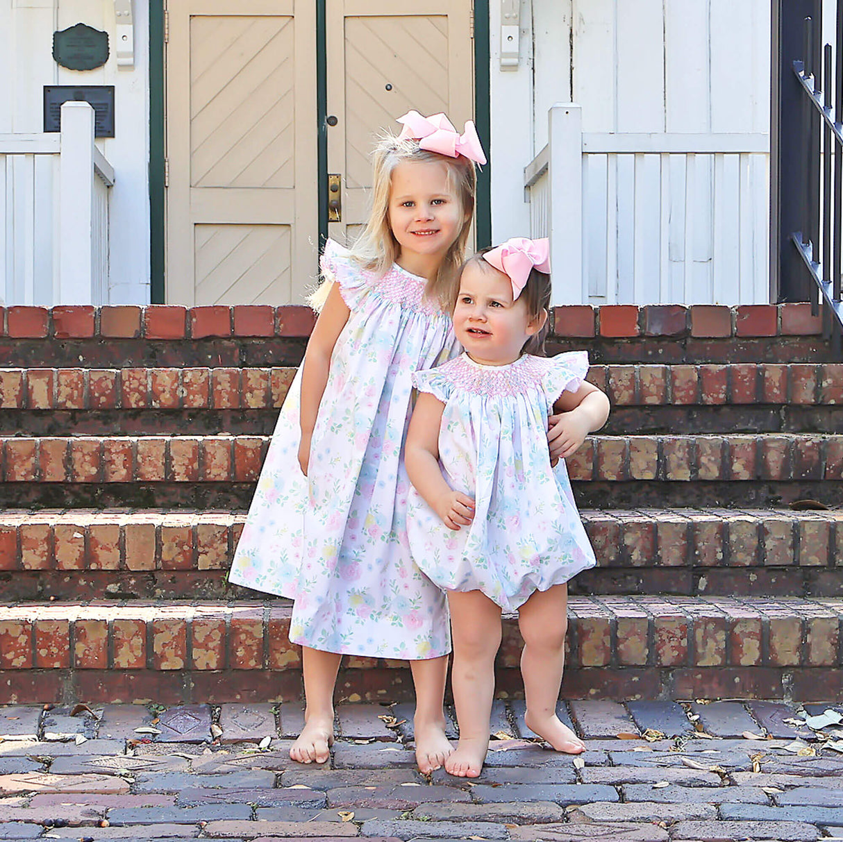 Sunshine Floral Smocked Angel Sleeve Bubble