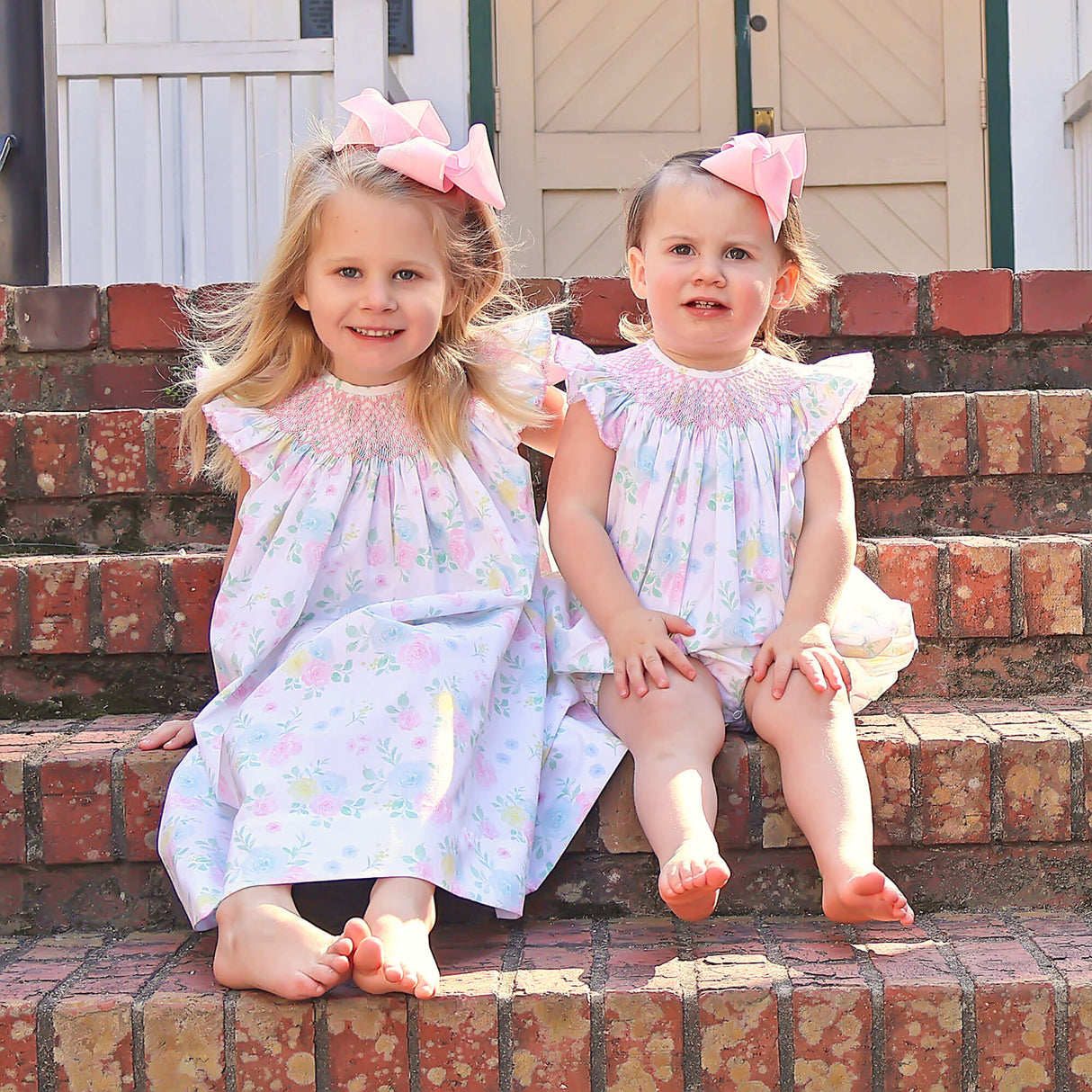 Sunshine Floral Smocked Angel Sleeve Bubble