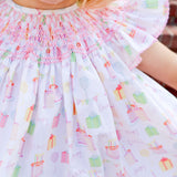 Birthday Party Smocked Angel Sleeve Dress
