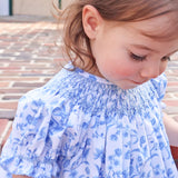 Blue Floral Smocked Bishop Bloomer Set