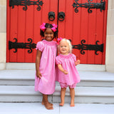 Pink Plaid Smocked Bishop Bloomer Set