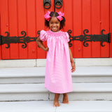 Pink Plaid Smocked Bishop Dress