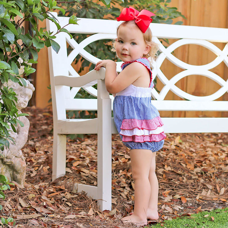 American Red & Blue Gingham Callie Ruffle Bubble