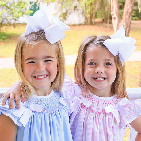 Blue Pique Smocked Bow Bloomer Set