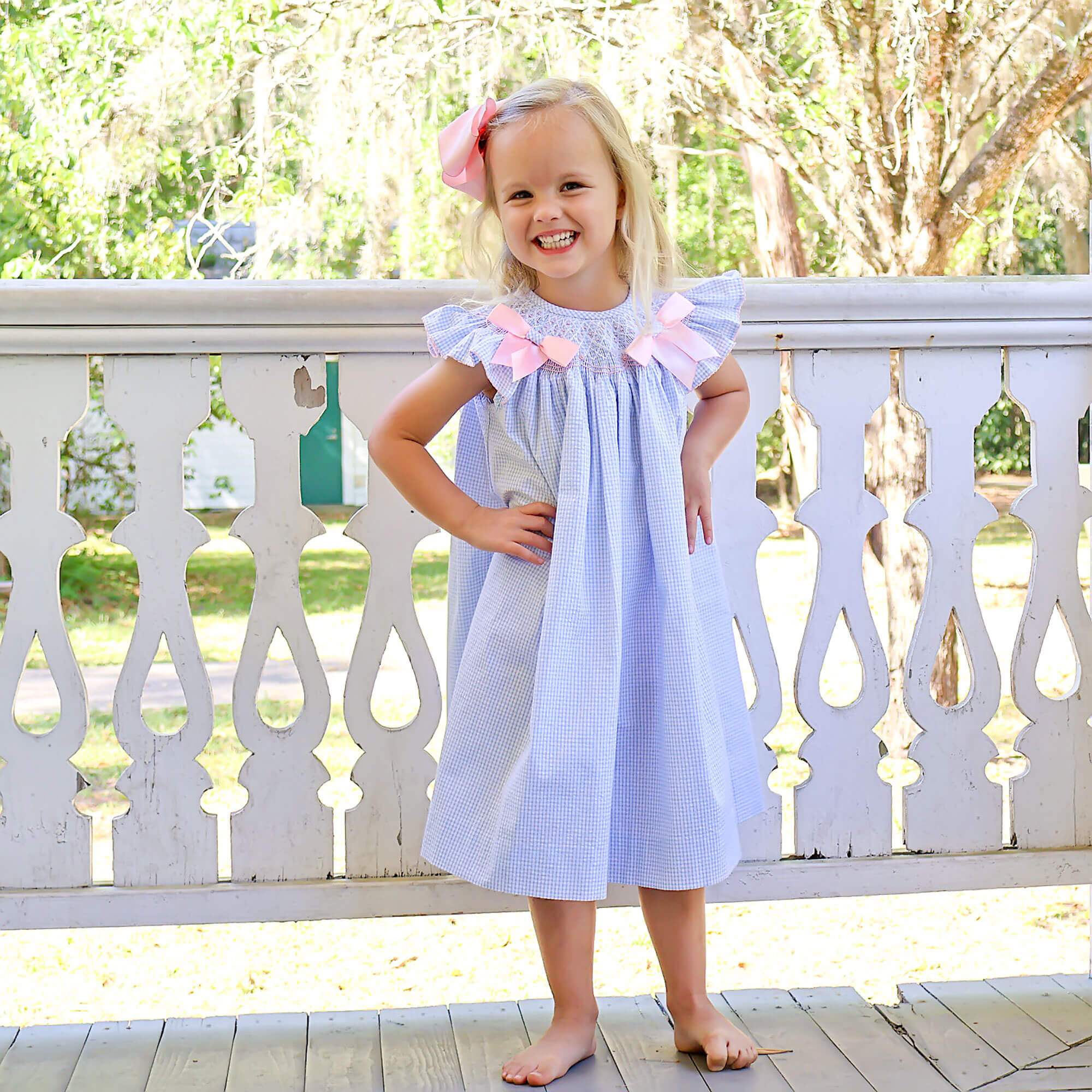 Light Blue Mini Seersucker Smocked Dress – Classic Whimsy