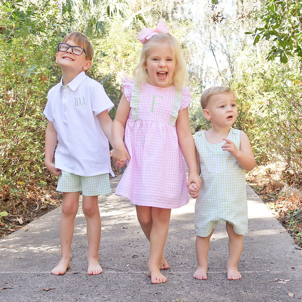 Spring Days Pink & Light Green Gingham Kate Dress