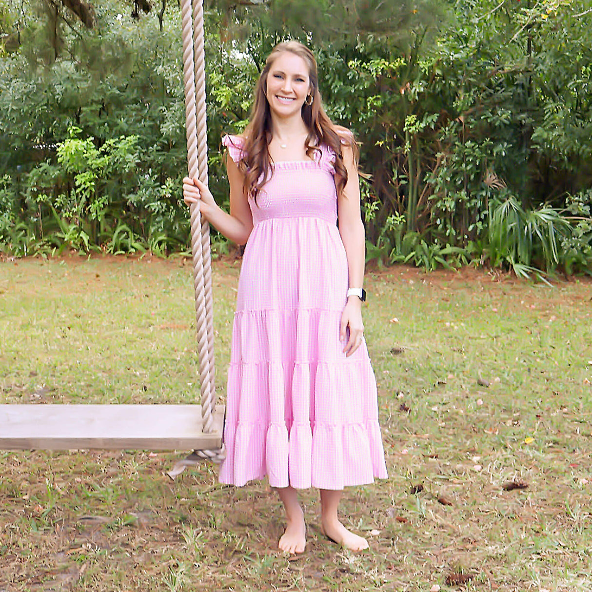 Light Pink Gingham Willow Women's Dress