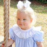 Blue Gingham Smocked Ruffle Collared Bubble