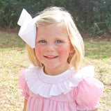 Pink Gingham Smocked Ruffle Collared Dress