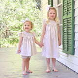 Geo Smocked Tan Gingham Angel Sleeve Bloomer Set