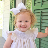 Geo Smocked Tan Gingham Angel Sleeve Bloomer Set