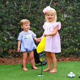 Golf Course Pink Stripe Smocked Side Tie Dress Classic Whimsy Golf Course Pink Stripe Smocked Side Tie Dress Classic Whimsy