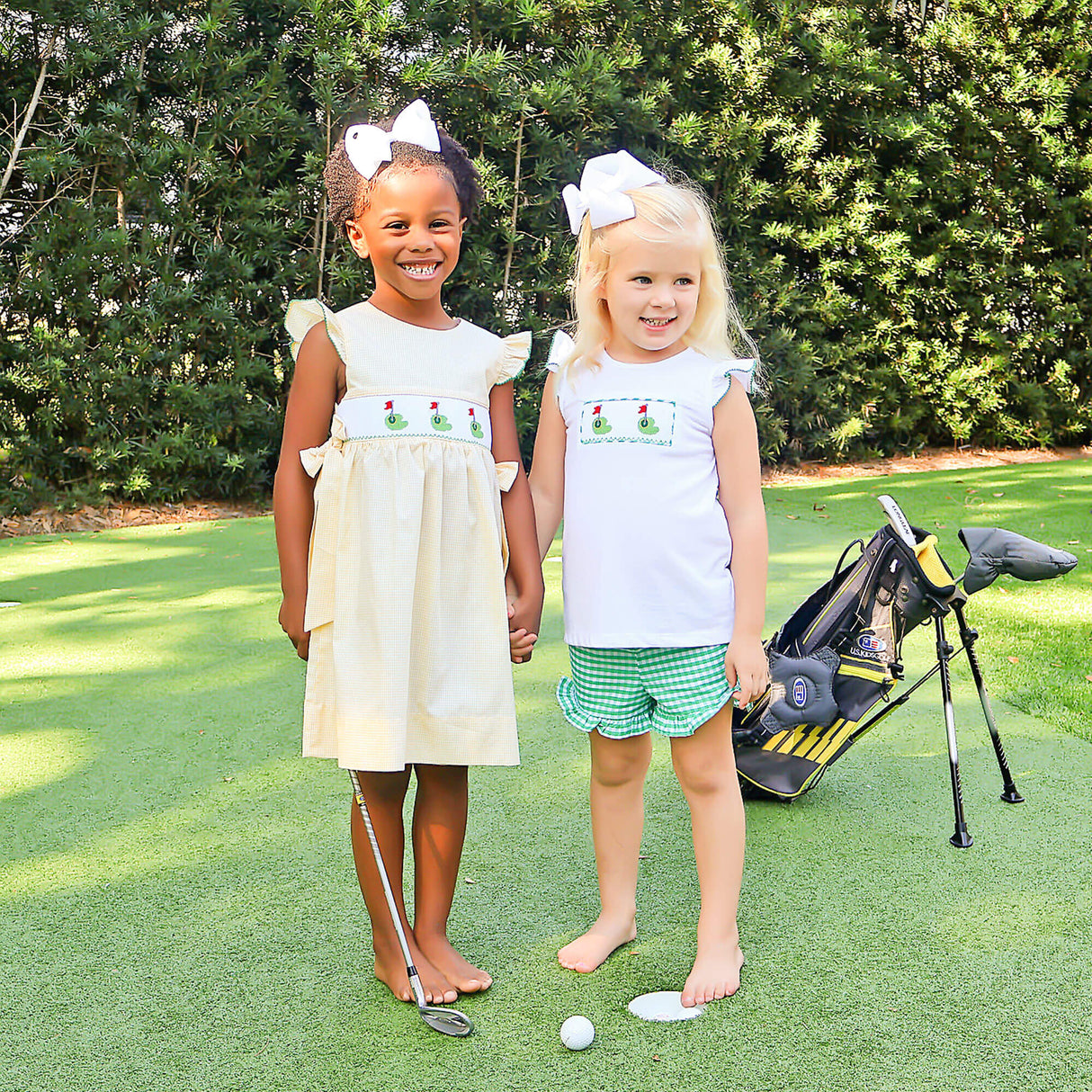 Golf Pin Green Gingham Short Set