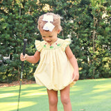 Golf Pin Yellow Gingham Smocked Bubble