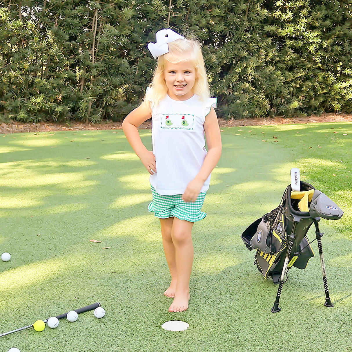 Golf Pin Green Gingham Short Set