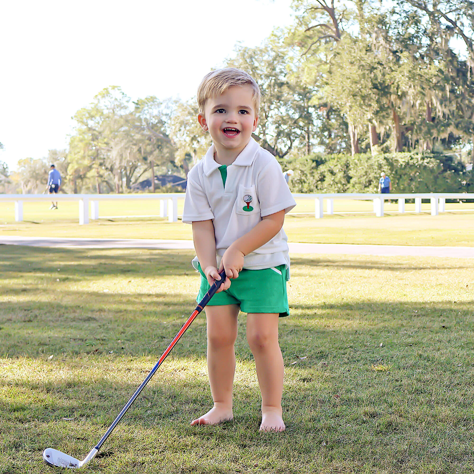 Golf Tee Green Terry Cloth Fabric Polo Short Set – Classic Whimsy