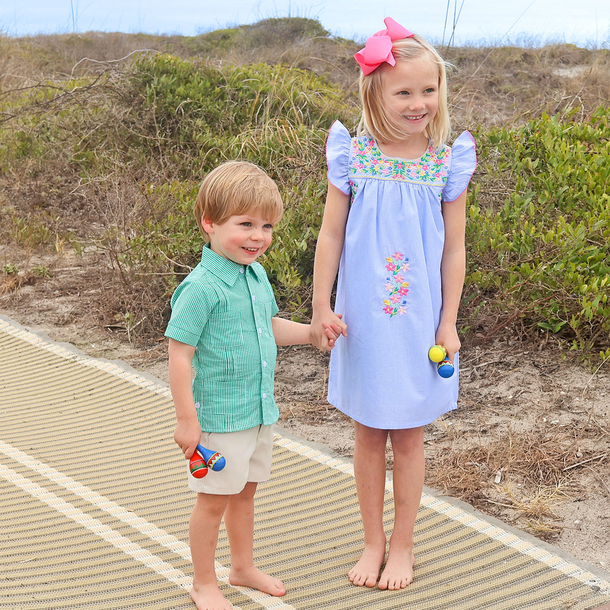 Green Gingham Guayabera Shirt