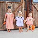 Scary Smocked Orange Gingham Bishop Dress