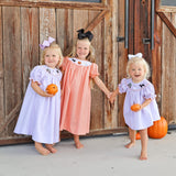 Scary Smocked Orange Gingham Bishop Dress