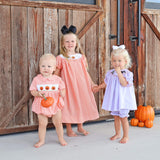 Scary Smocked Orange Gingham Bishop Dress