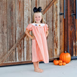 Scary Smocked Orange Gingham Bishop Dress