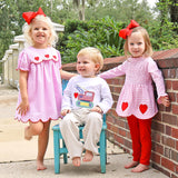 Cute Heart Pink Stripe Smocked Blake Legging Set