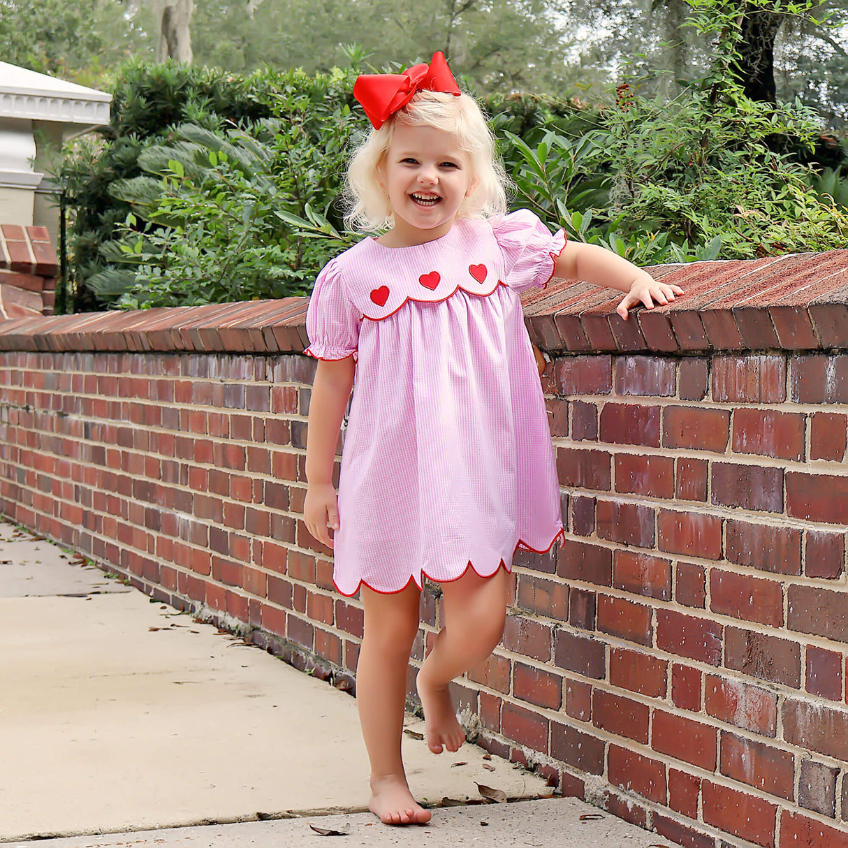 Cute Heart Pink Gingham Amelia Dress