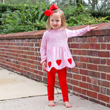 Cute Heart Pink Stripe Smocked Blake Legging Set