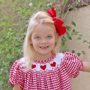 Heart Smocked Red Check Bishop Dress