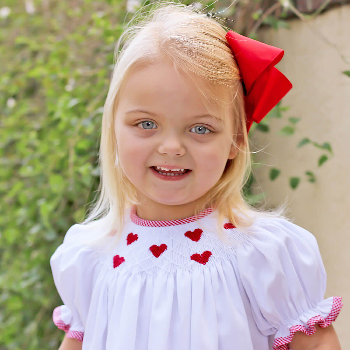 Tiny Hearts White Smocked Dress Classic Whimsy