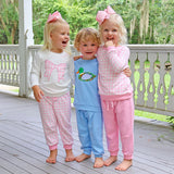 Bow Applique Pink Gingham Jogger Set