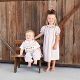 Mallard Smocked Tan Gingham Bishop Dress