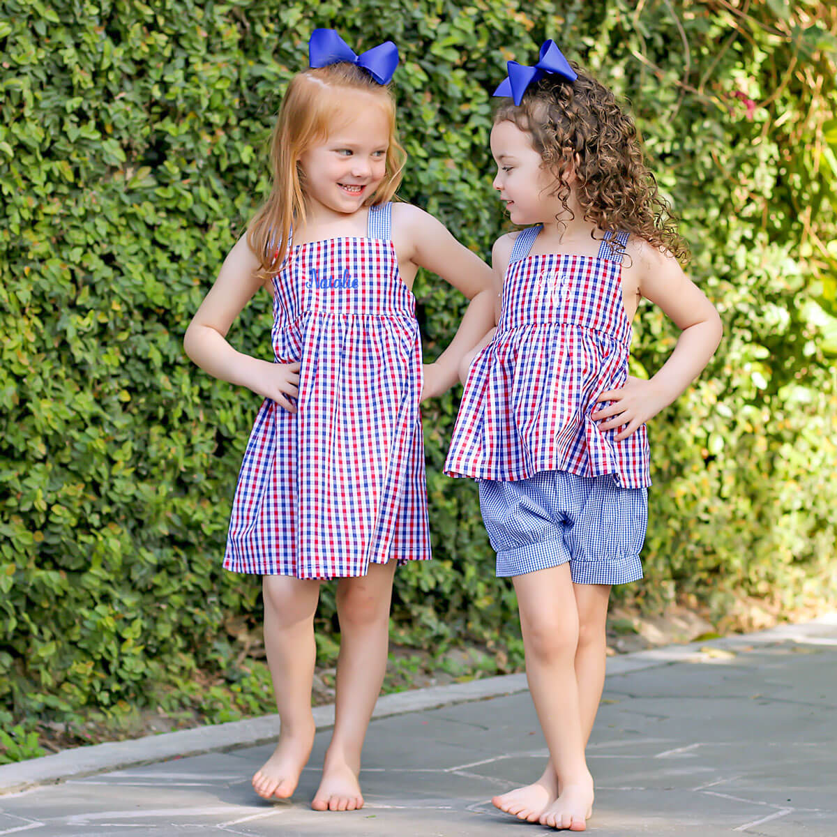 Patriotic Blue and Red Gingham Stella Short Set – Classic Whimsy