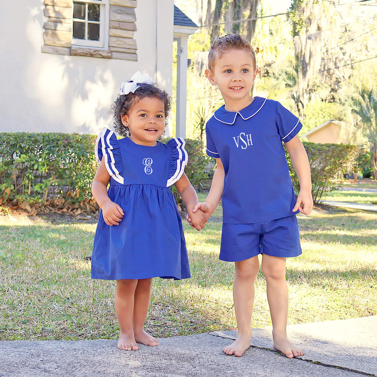 Royal Blue Collared Short Set