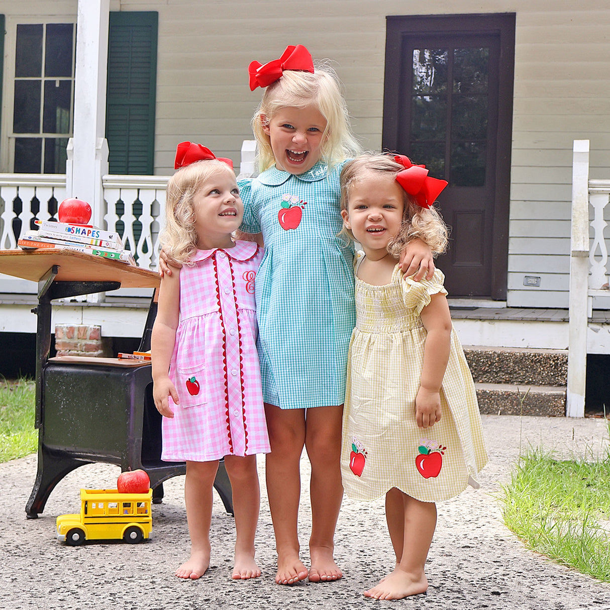 Apple Blossom Yellow Gingham Hannah Dress