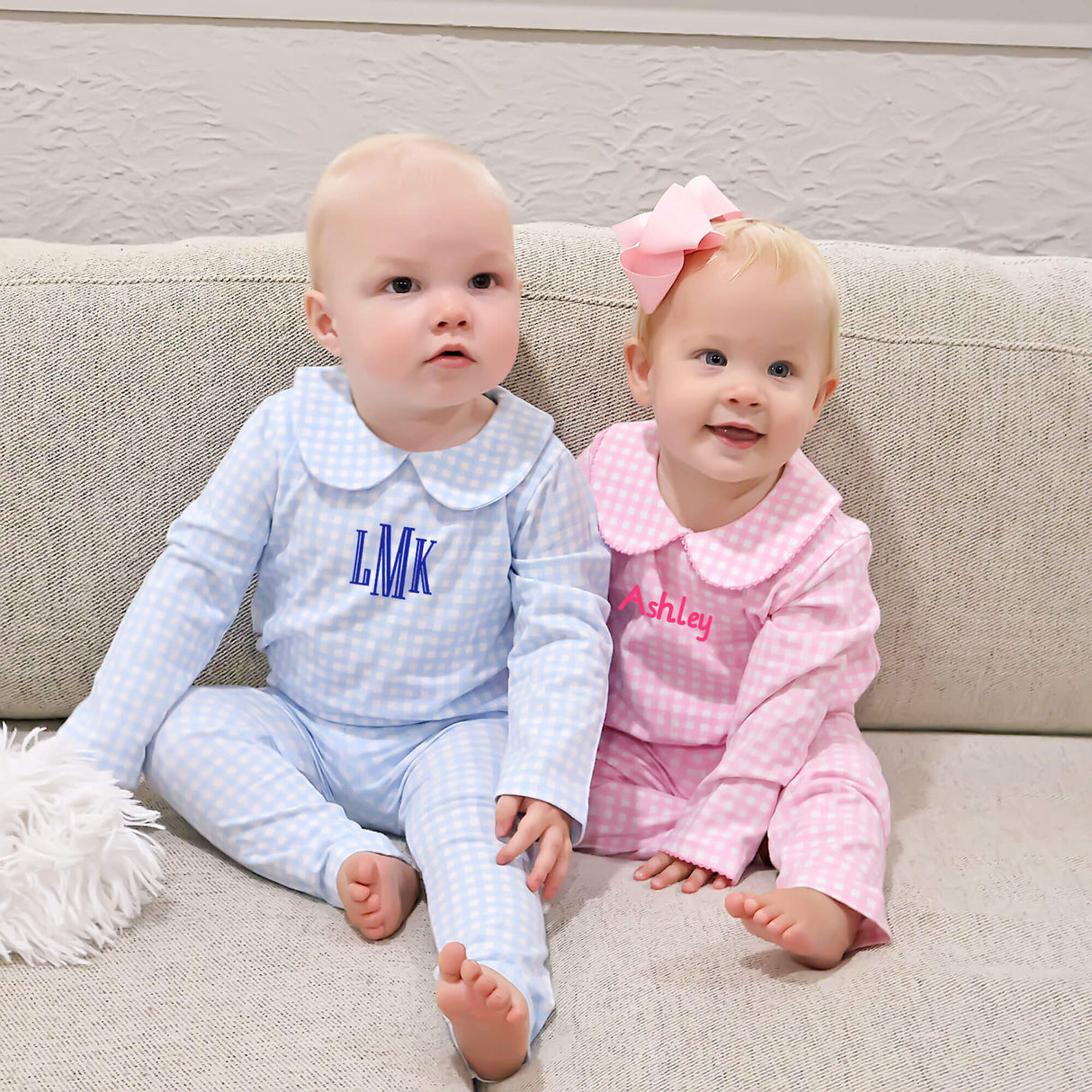 Pink Gingham Long Sleeve Bodysuit