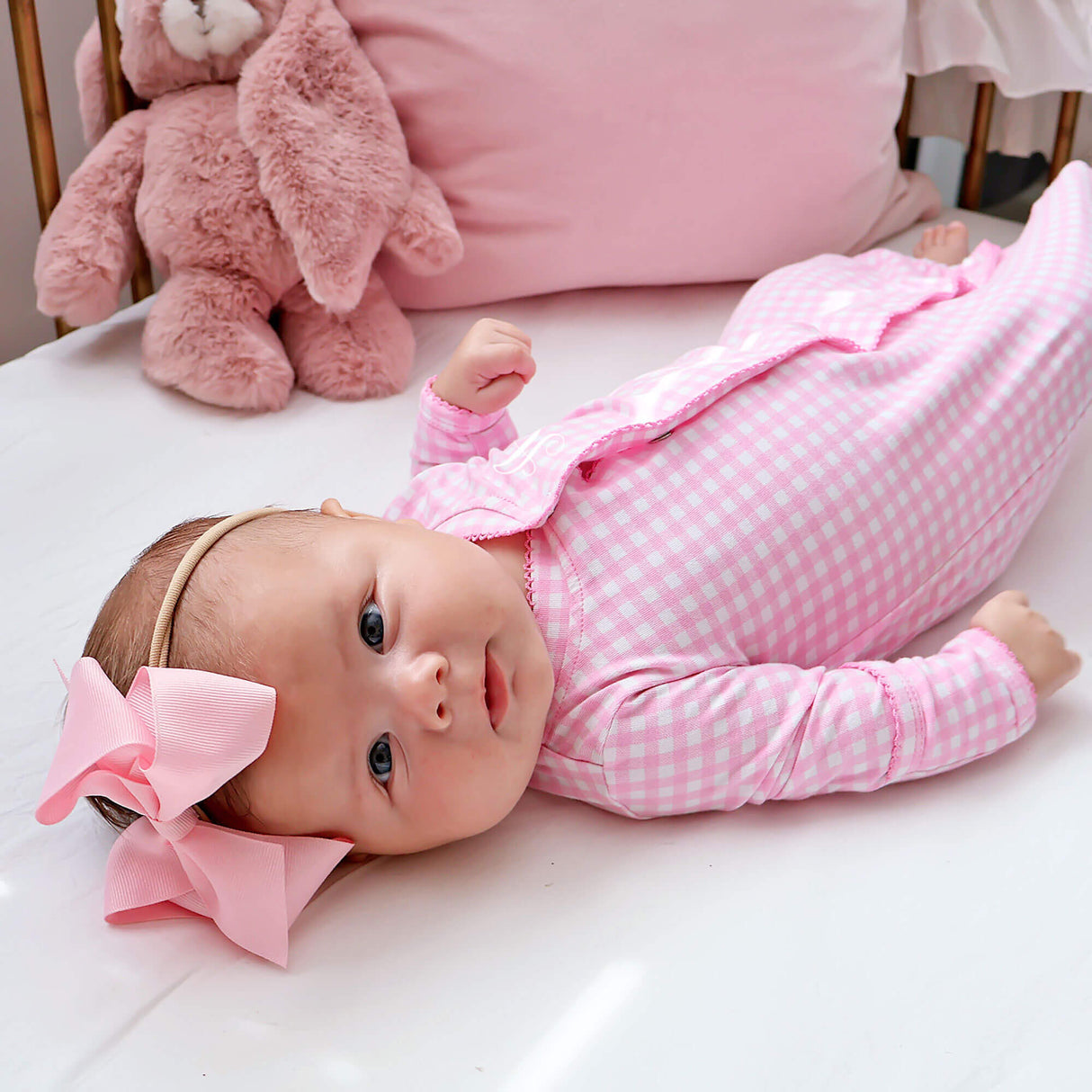 Pink Gingham Layette Gown