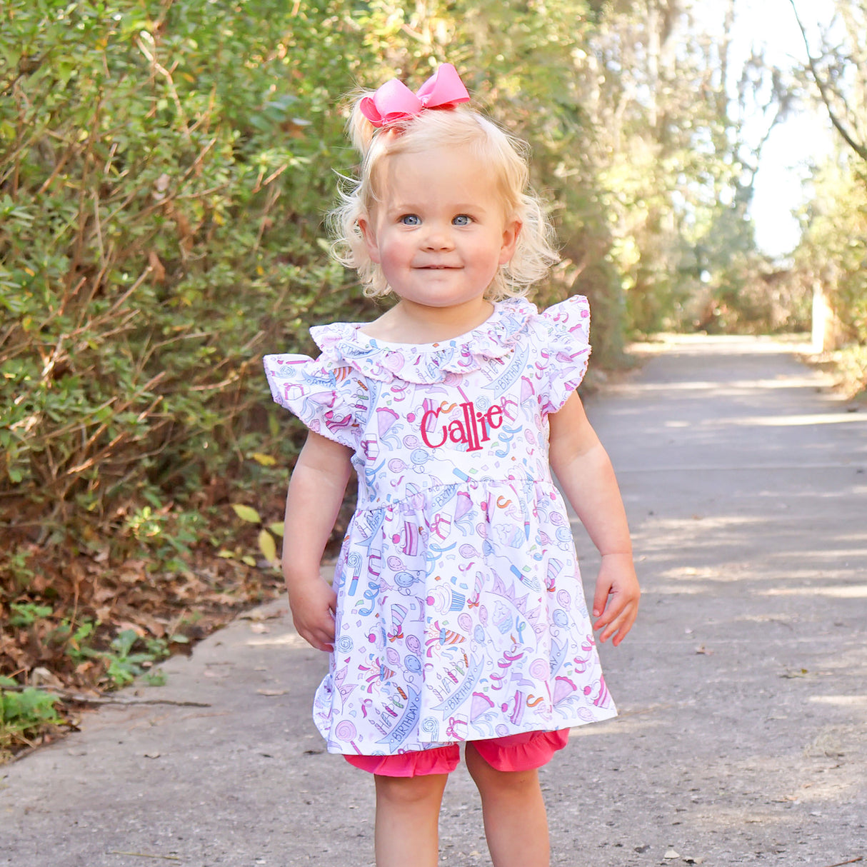 Birthday Girl Ruffle Collared Bloomer Set
