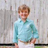 Mint Green Gingham Boy Button Down Shirt