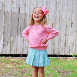 Pink Scalloped Crew Neck Sweater