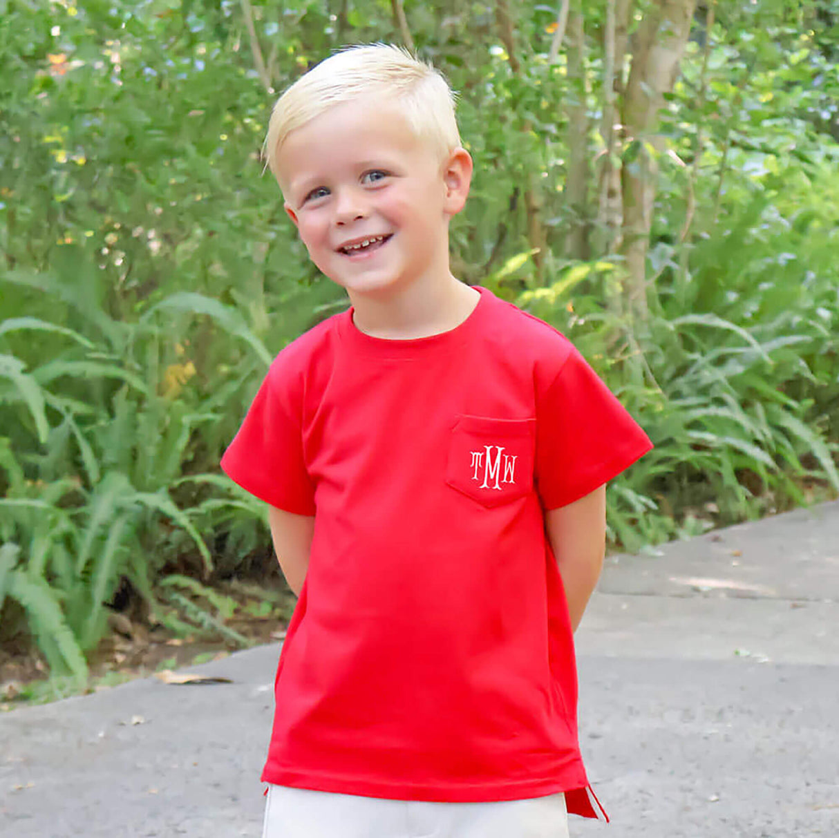 Red Solid Short Sleeve Pocket Shirt