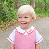 White Short Sleeve Undershirt With Color Trim