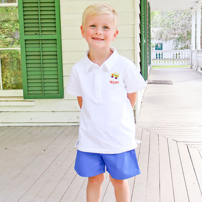 School Time Royal Blue Polo Short Set