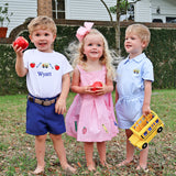 School Bus Light Blue Terry Polo Short Set