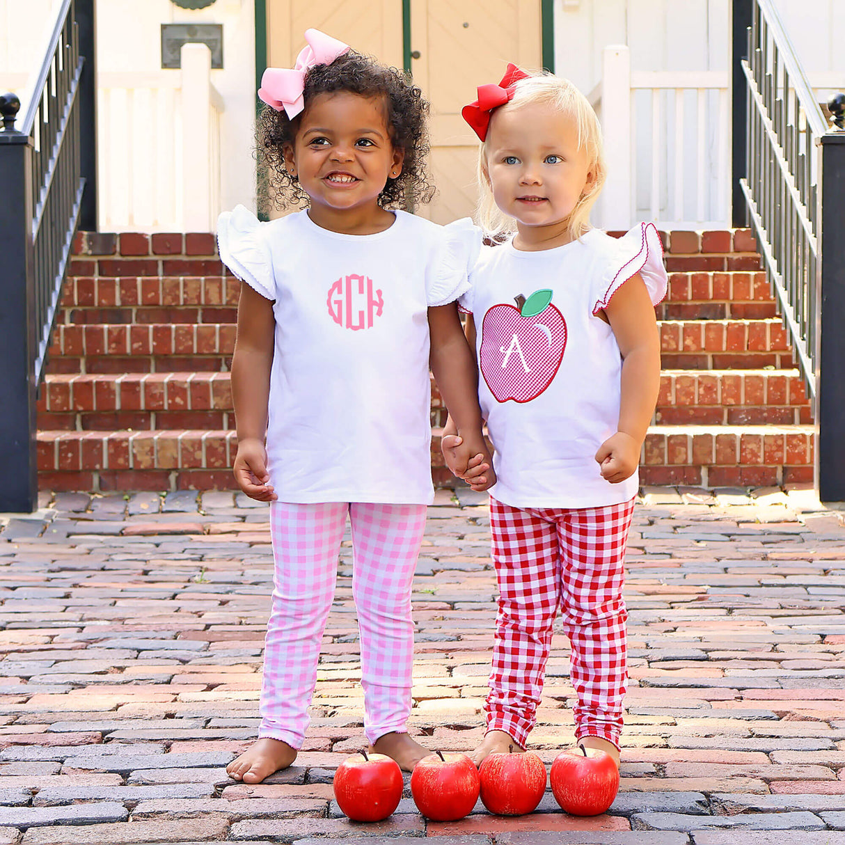 Apple Applique White Top