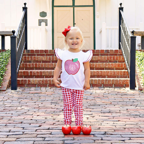 Apple Applique White Top