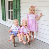 Storybook Bunny Trio Blue Gingham Collared Bubble